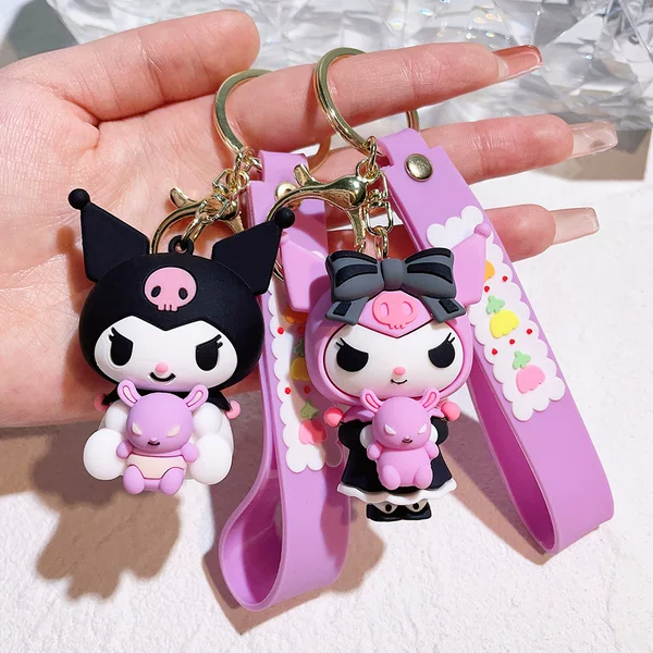 Creative Sanrio Cradle Kuromi Series Keychain Cute Doll Machine Gift Keychain for Men and Women