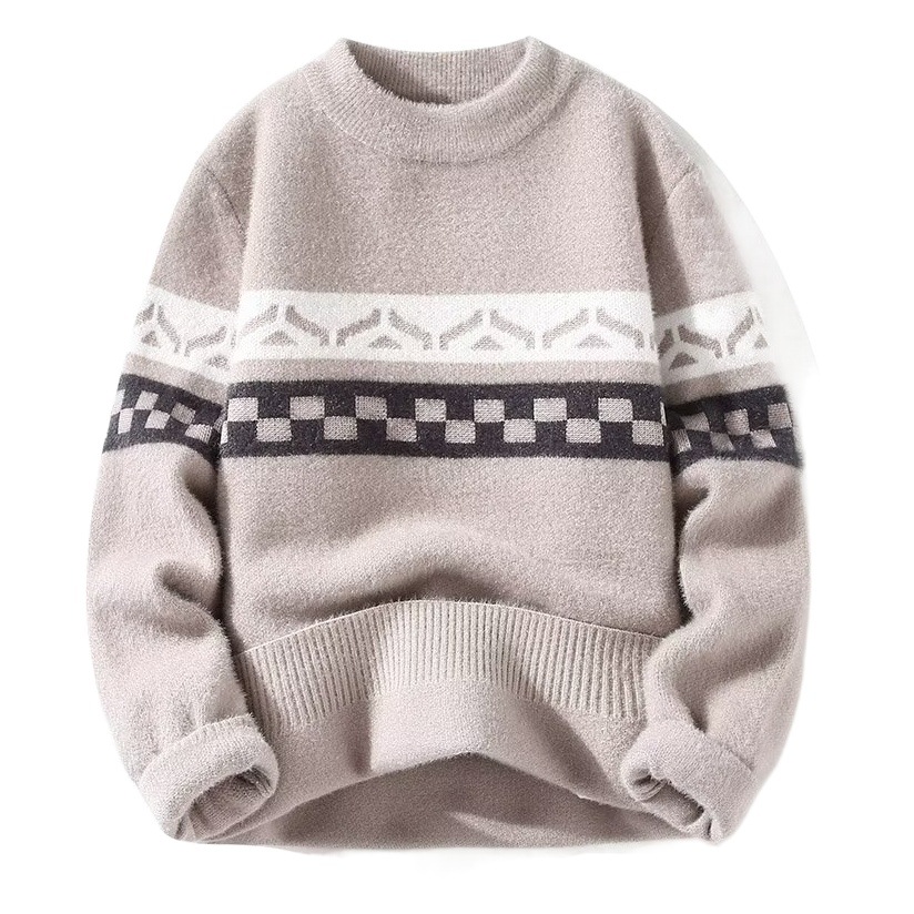 Suéter juvenil invierno de los hombres 2023 nueva camisa de punto de color a juego suéter de los hombres de invierno cálido top