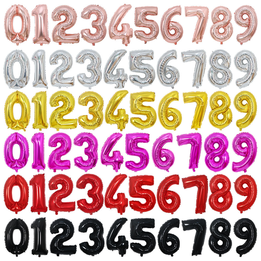 32-inch slim digital aluminum foil balloons 0-9 children's birthday party decoration wedding decoration balloons wholesale