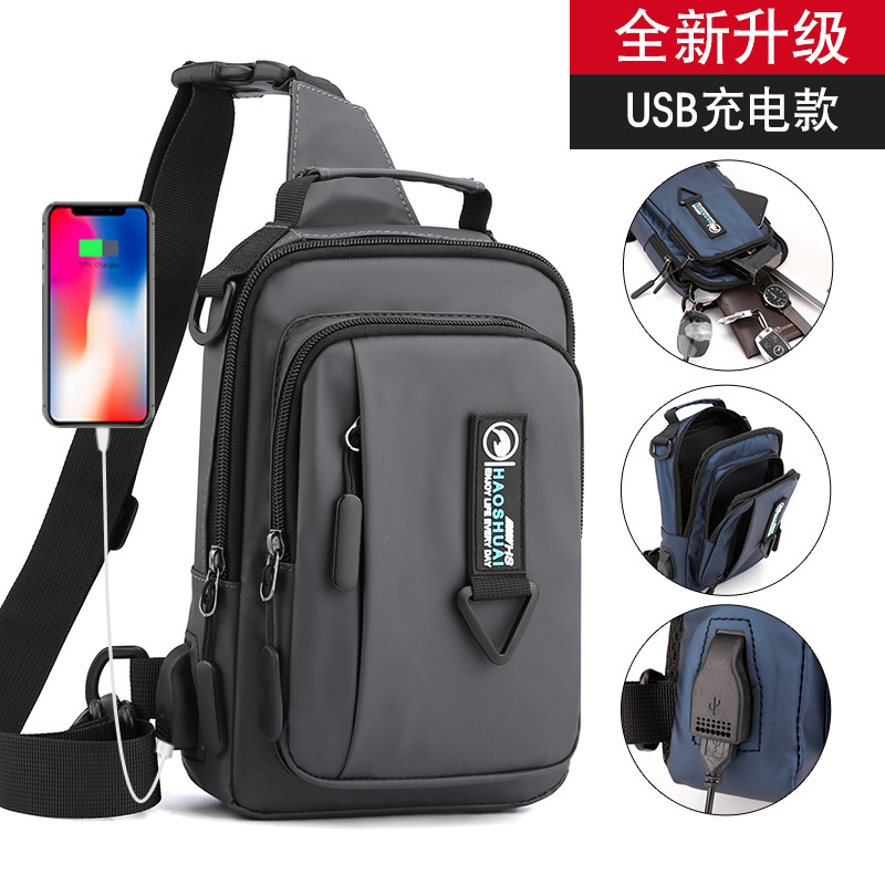 Fashion Water-repellent Nylon Cloth Bag Large Capacity Outdoor Travel Crossbody Bag Casual Men's Shoulder Bag Fashionable Chest Bag