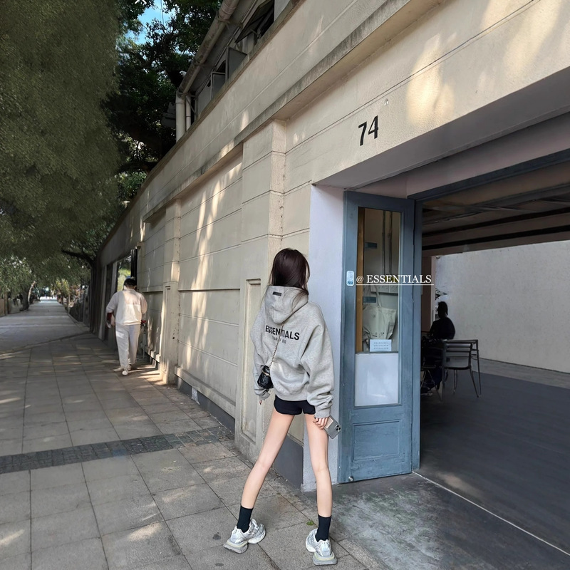 [Tested Version] Essentials Flocked Letter Sweatshirt Fog Miki Trendy Loose Casual Hoodie for Men and Women