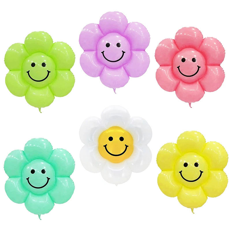 Осень Macaron Большой смайлик Подсолнух воздушный шар ромашка белый цвет форма украшения алюминиевая пленка плавающий воздушный шар