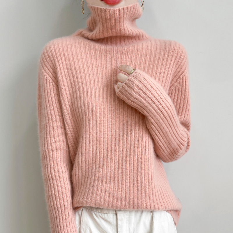 Manufacturer Wholesale First-Line Ready-To-Wear 100% Wool Sweater, Seamless Ribbed Thickened High-Neck Long-Sleeve Base Shirt in Stock