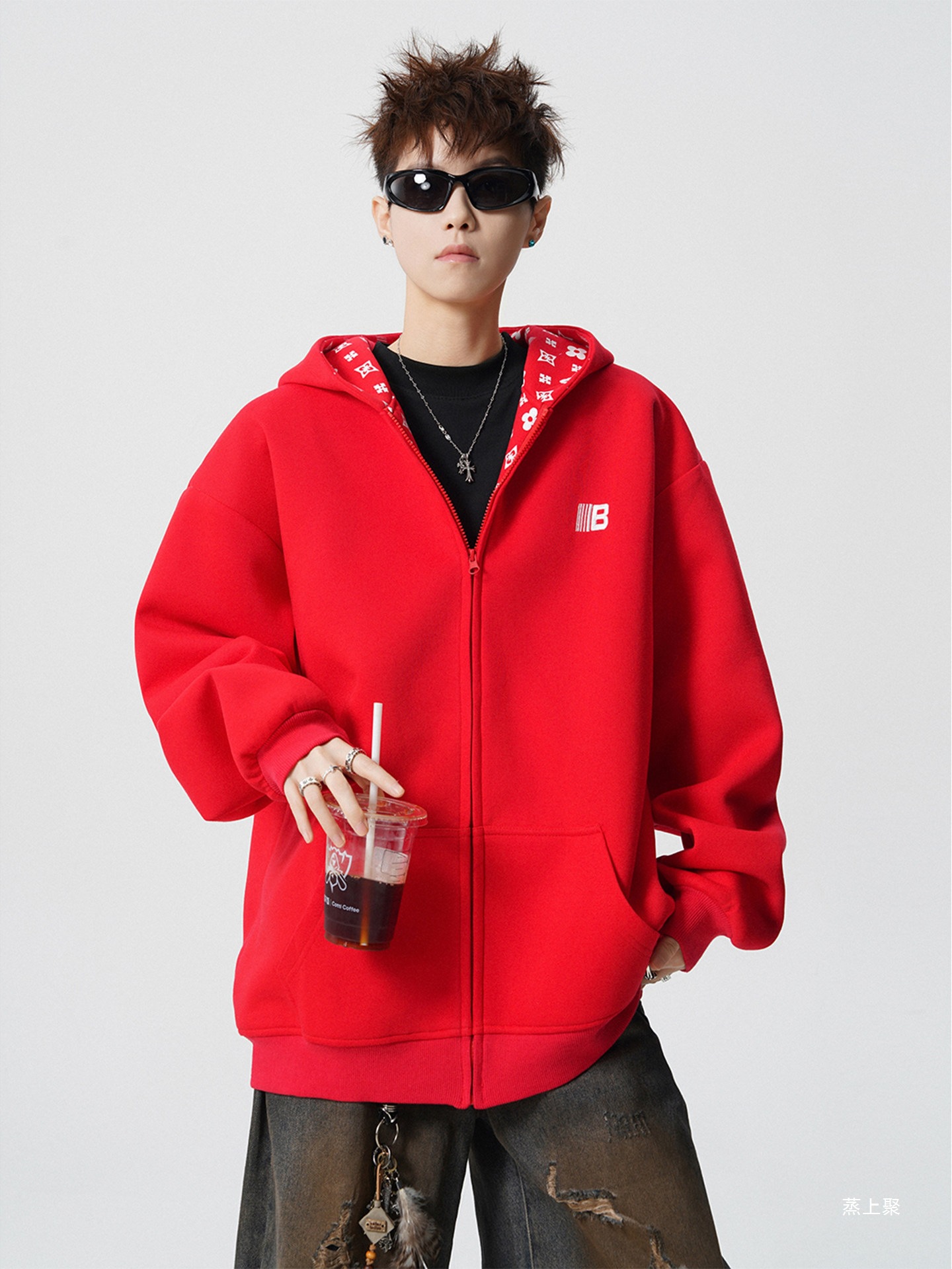 American-style heavyweight letter-printed cardigan sweatshirt for men, new autumn collection, trendy hooded jacket, casual couple's top