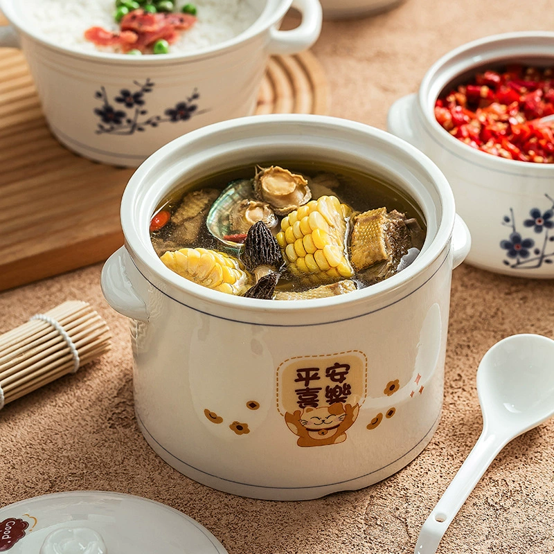 Миннаньский суповой горшок для тушения, пищевая керамика высокого класса с крышкой, внутренняя вставка для тушения и варки супа, домашний керамический сотейник для пропаривания