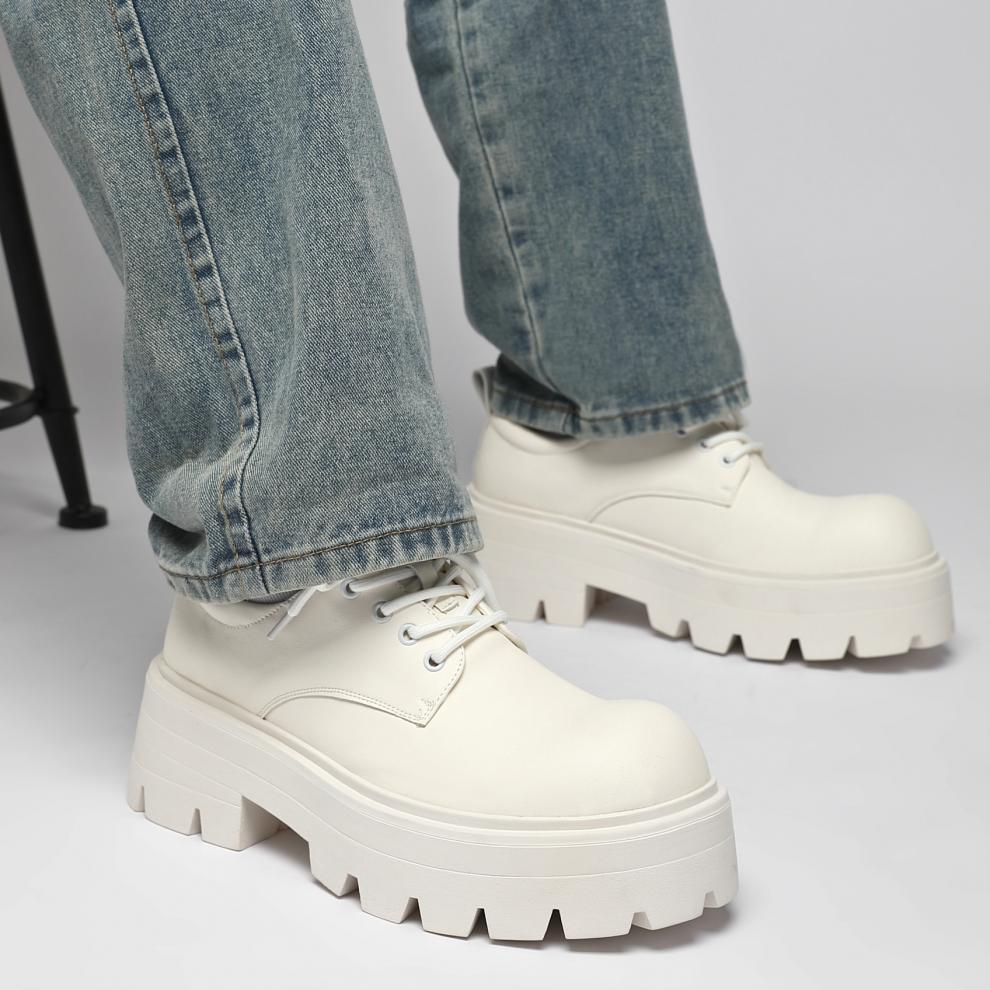 Chaussures en cuir décontractées pour hommes ShoeVault Cleanfit New Fashion Derby style britannique à gros orteil_voghion.com