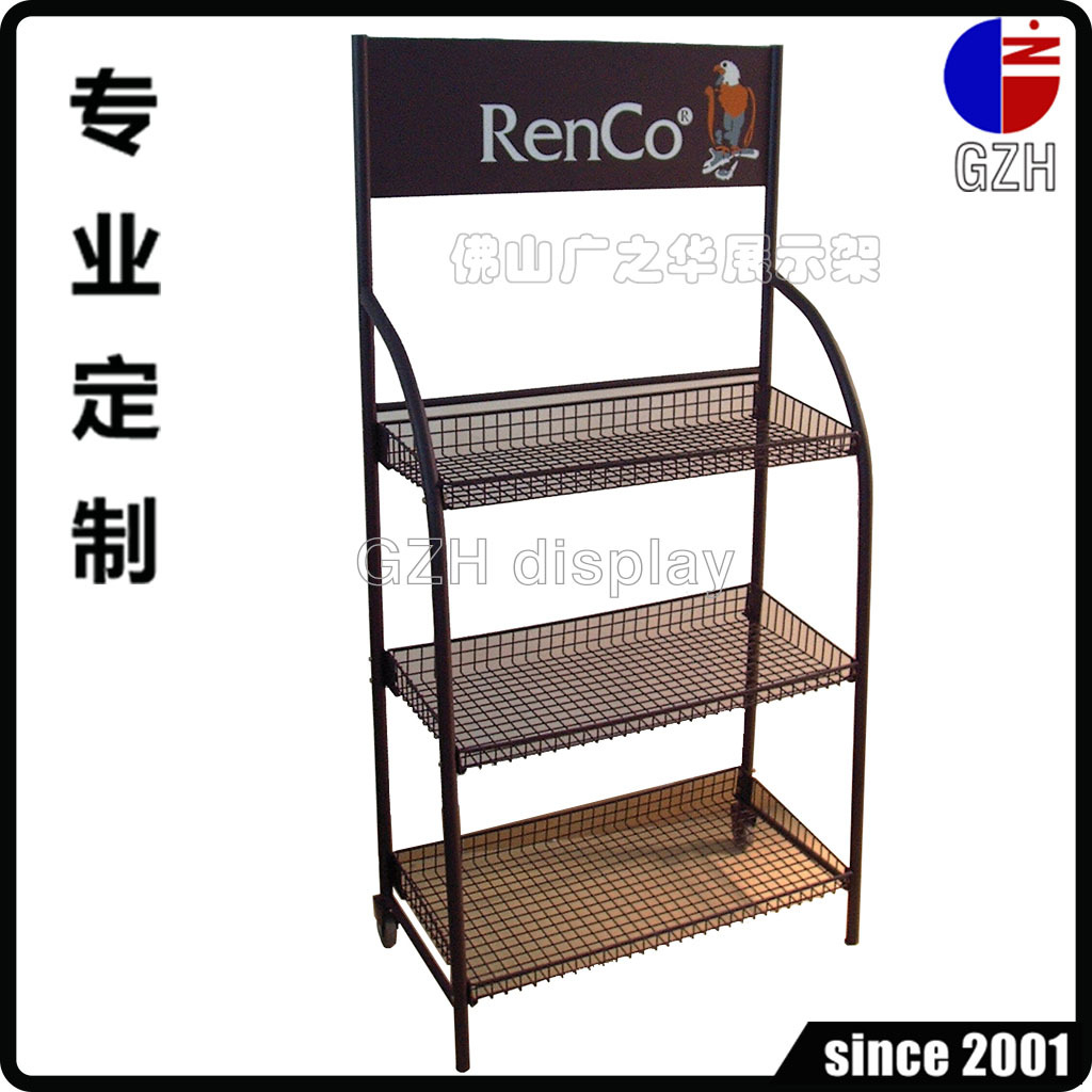 供应铁线制 篮网层式简易食品陈列架.网式展示架.铁线网架