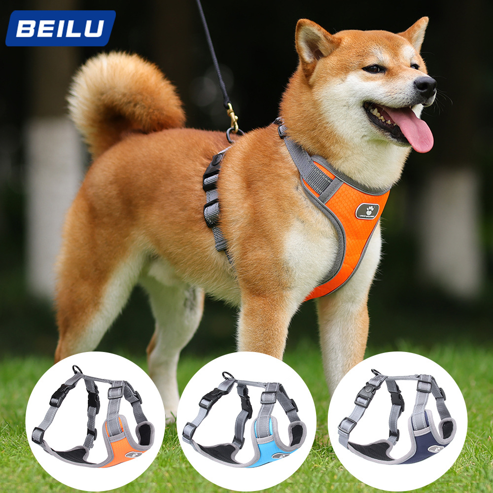 Cross-border pet leash reflective medium and large dog harness vest style dog rope pet harness wholesale