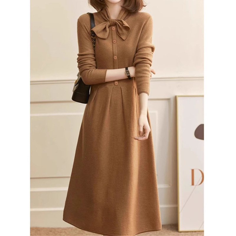 in stock factory wholesale chic sweater skirt xiangfeng inner wool base knit dress women