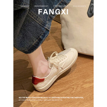 牛皮版做旧真皮圆头平底运动休闲鞋子德训鞋女板鞋系带百搭小白鞋