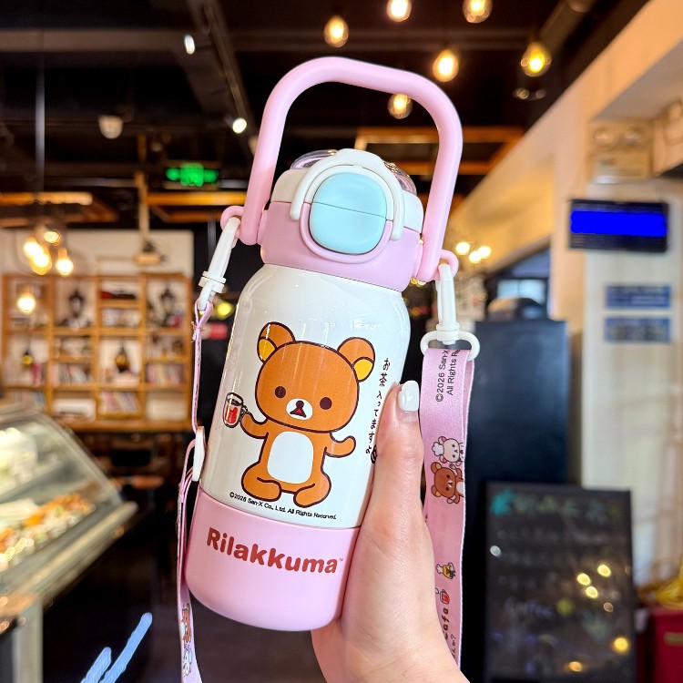 Fácil oso taza de paja para niños 316 taza de aislamiento de acero inoxidable para niñas de alto valor facial para estudiantes de la escuela taza de agua especial