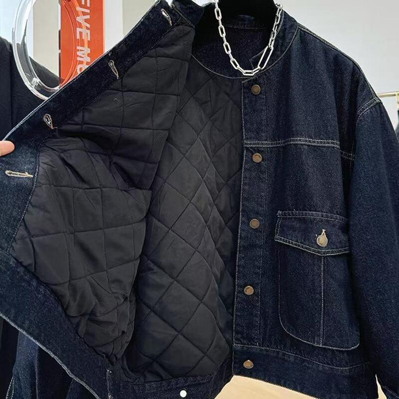 Korean Style Casual and Stylish Loose Denim Jacket, Unique Short Cotton Coat, Cotton-Padded Jacket, 2025 Women's Winter Coat