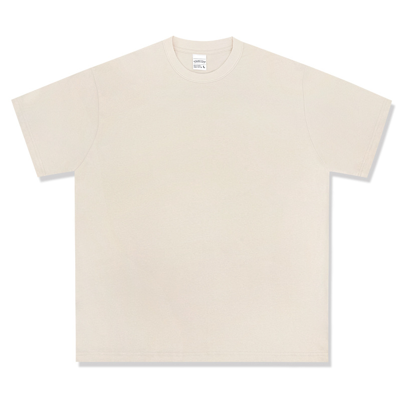 Camiseta de manga corta retro desgastada de algodón pesado transfronterizo 260G versión de lavado de agua suelta cuello redondo de moda base lisa T