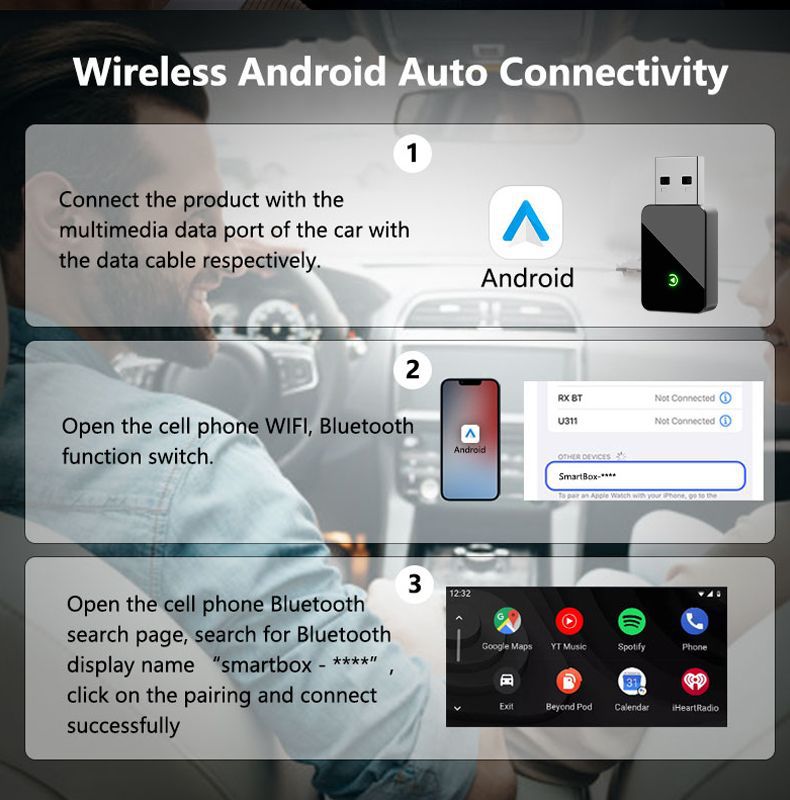 2-in-1 New Wireless Carplay Box, Converts Wired to Wireless for Original Car, Apple Adapter, Android Auto Car Device
