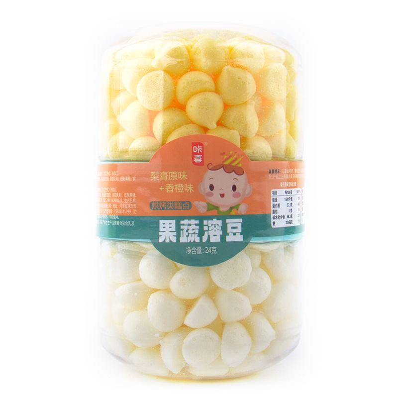咔喜果蔬溶豆24g罐装儿童零食烘烤类糕点水果+梨膏味小奶豆双拼味