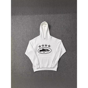 Spring New American Street Hip-Hop Boat-Shaped Printed Hooded Sweatshirt, Trendy and Versatile Loose Sweatshirt for Couples