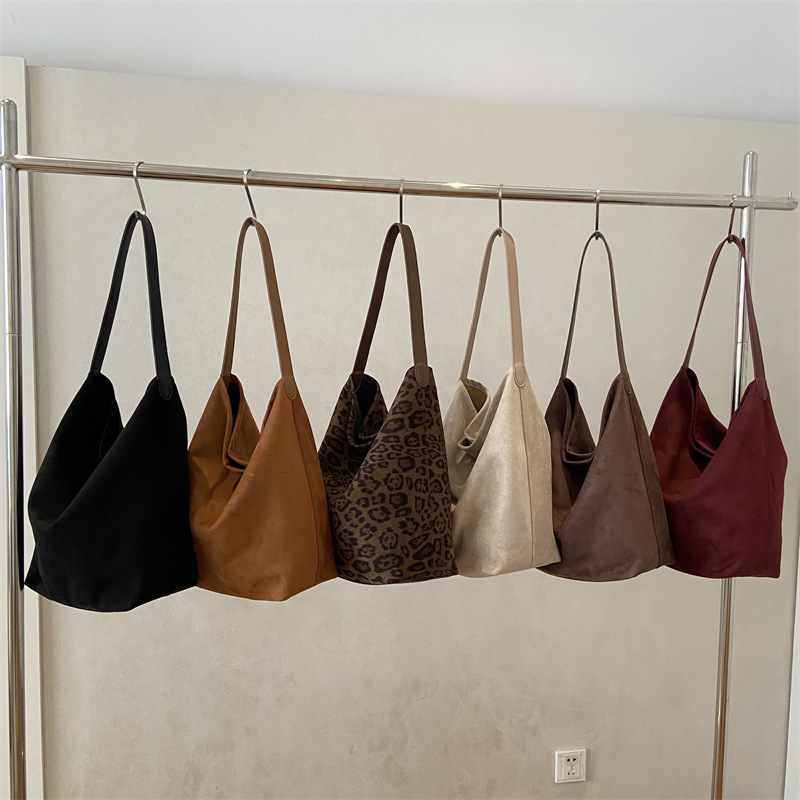 Cross-Border Lazy Style Tote Bag, Large Capacity Women's Versatile Bag, Fashionable Shoulder Bag, Textured Bucket Bag, Mother-Child Bag