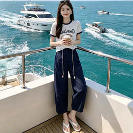 深圳南油欧货休闲运动套装女夏2026新款设计感小个子七分裤两件套