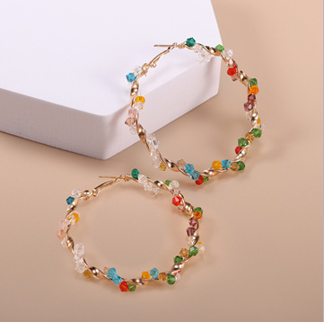 17g Weight Earrings Event & Party Supplies 1 Pair Simple Style Circle Beaded Plating Artificial Crystal Iron Earrings