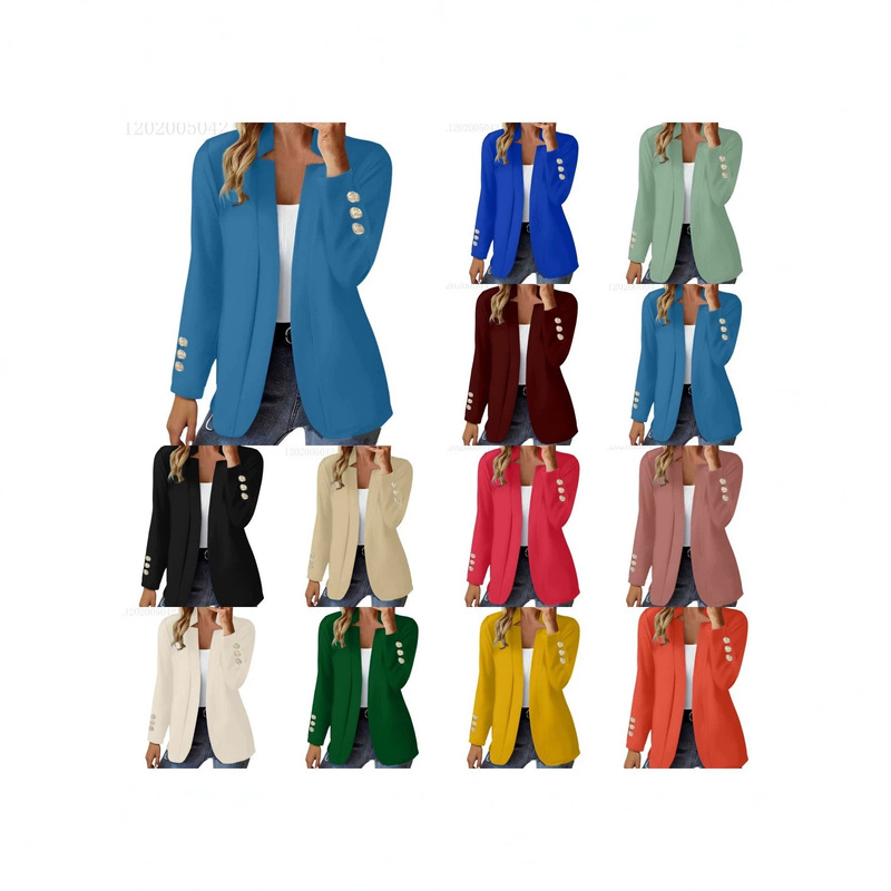 Amazon's best-selling autumn and winter cross-border blazer with long sleeves, cuff buttons, and cardigan jacket Amazon's best-selling autumn and winter cross-border blazer with long sleeves, cuff buttons, and cardigan jacket