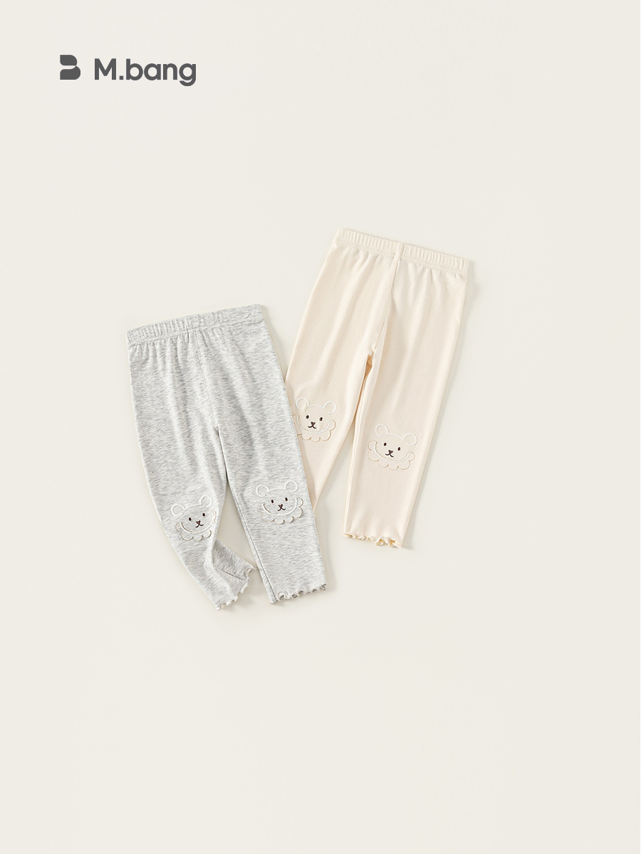 Youbao ropa para niños pantalones para niñas primavera nuevo color sólido lindo animal bordado orejas de madera leggings para bebés