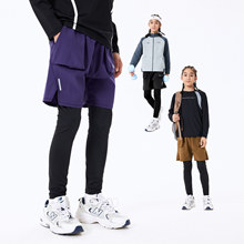 DK童装25秋款户外女男童凉感速干假两件运动裤儿童青少年篮球短裤