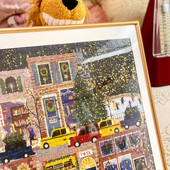 Galison Jigsaw Frame Winter Lamp Aluminum Picture Frame Jigsaw Photo Frame 1000 Pieces Christmas Frame Mounting Frame Wall Hanging