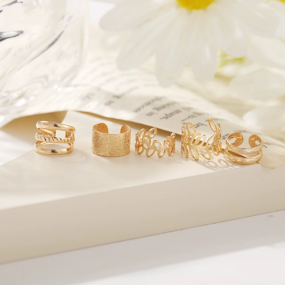 Ear Cuff Set, Gold-Tone Non-Pierced Ear Clips, Simple Elegant Designs, 4 Color Codes
