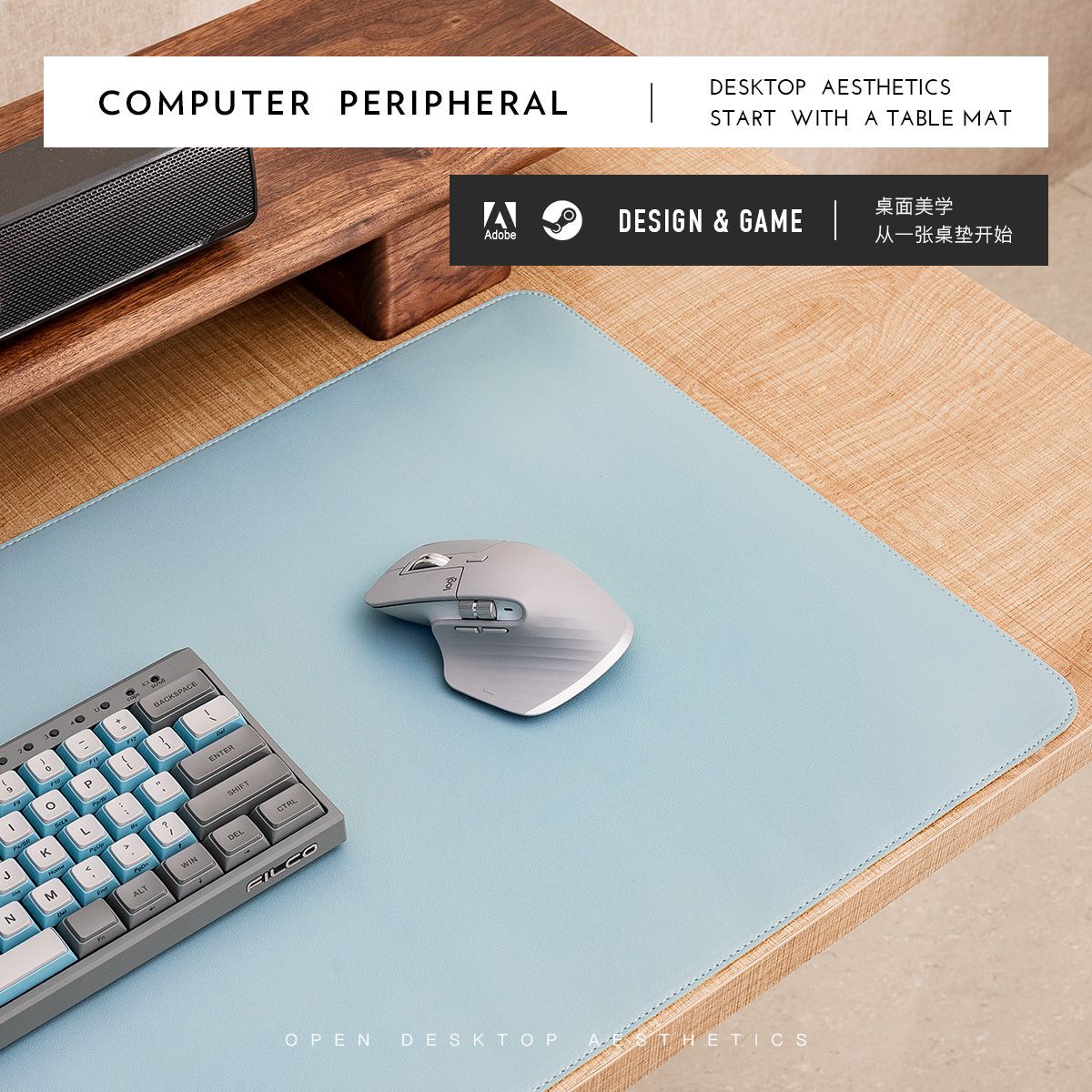 Alfombrilla de ratón de corcho y cuero (producto caliente), extra grande, para teclado y escritura, tapete de escritorio con bordes cerrados, con logo