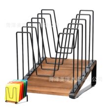 跨境木制资料架桌面资料收纳架铁木结合文件存储架CD唱片支架