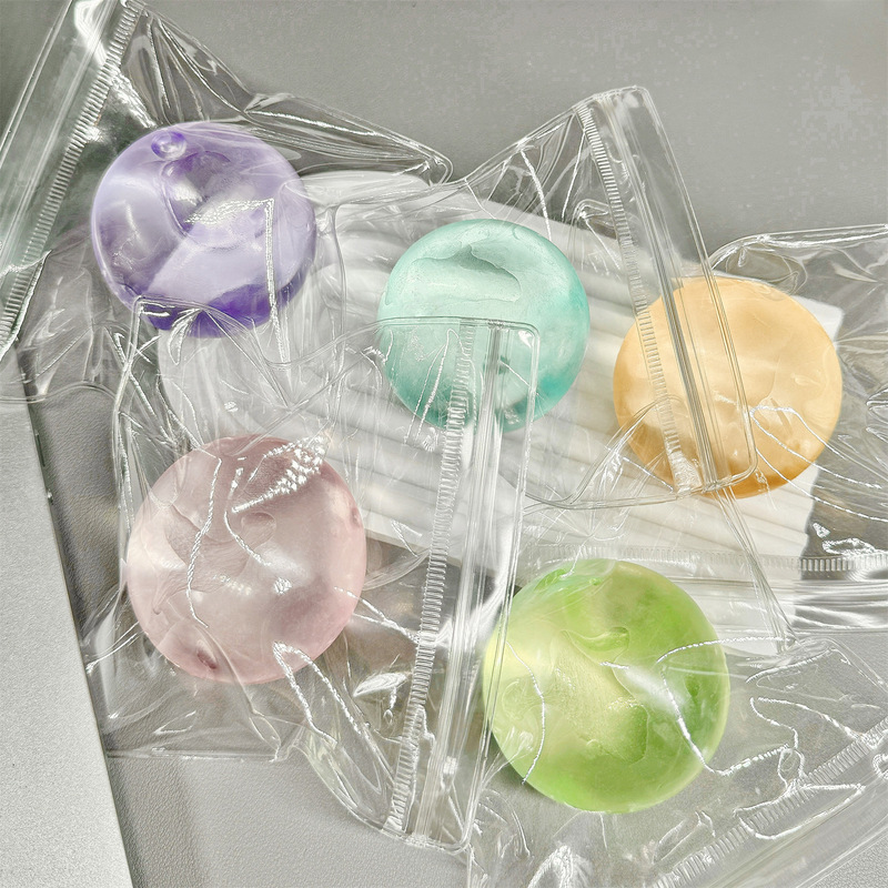 Cross-Border Popular Handmade Ball Toy in Blue, Pink, Yellow, Green, Purple, Transparent Squeeze Toy, Coconut Malt Sugar Stress Relief Ball