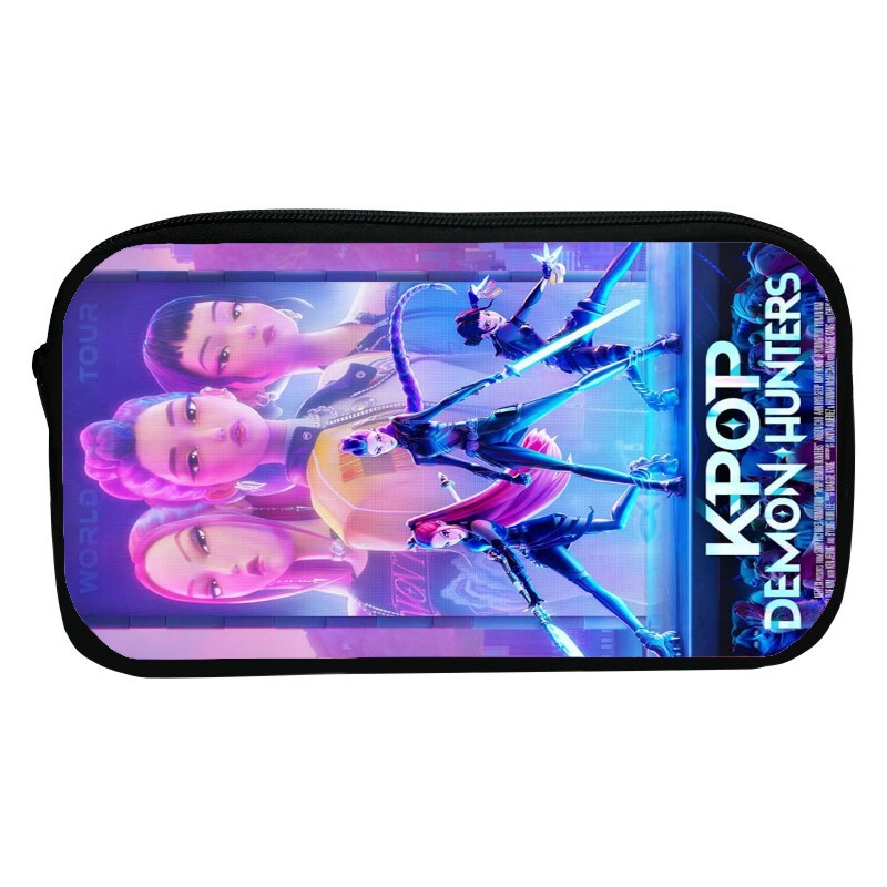 新品印花猎魔女团K-POP笔袋卡通文具袋Huntrix Kpop小学生收纳包|undefined