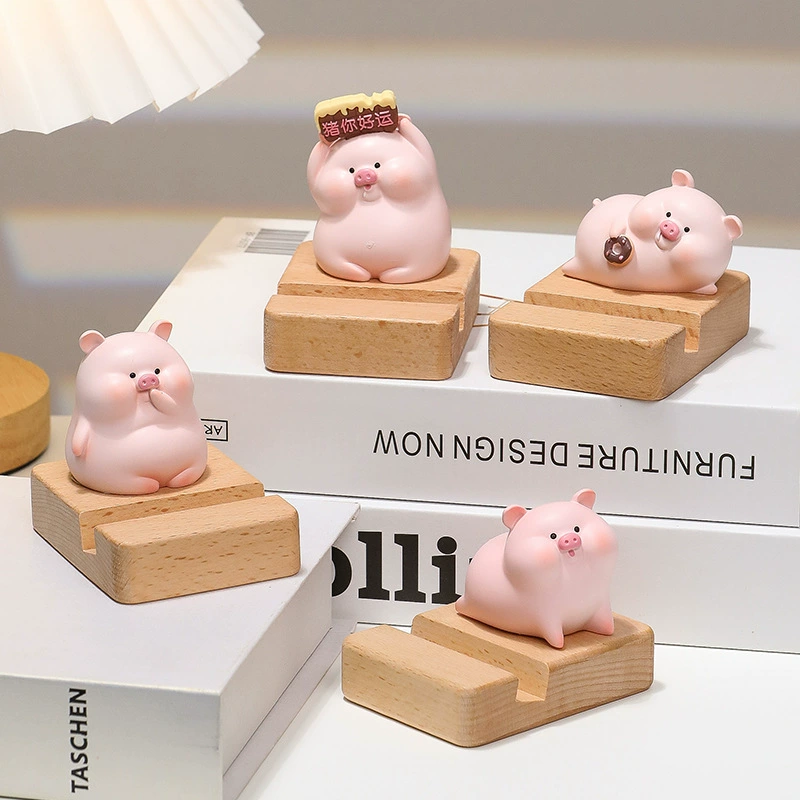 Подставка для мобильного телефона свинья милая смола маленький украшение домашний стол гостиная декоративная свиная кукла легкая роскошная украшение
