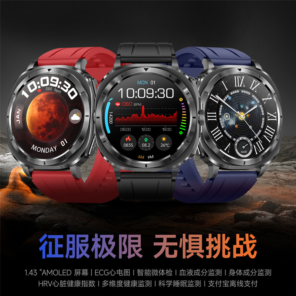 2024 nuevo reloj inteligente ET492 ECG Bluetooth llamada de glucosa en sangre temperatura de oxígeno al aire libre pago fuera de línea