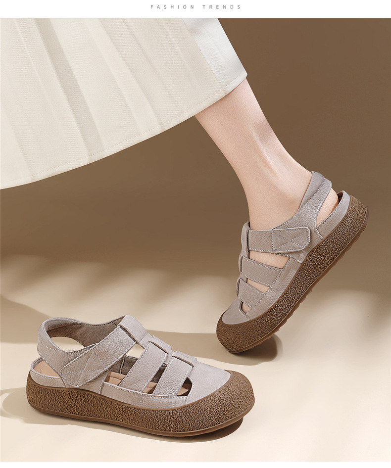 Dép nữ Birkenstock da thật kiểu La Mã mũi kín đế bằng thoáng khí chất liệu nút chai — JST 7173 lạc đà, JST 7173m màu chi tiết 14