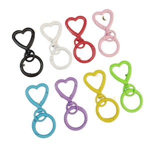 Zinc Alloy Colorful Paint Heart-Shaped Buckle Spring Ring Dog Buckle Bag Buckle Peach Heart Keychain DIY Jewelry Accessories