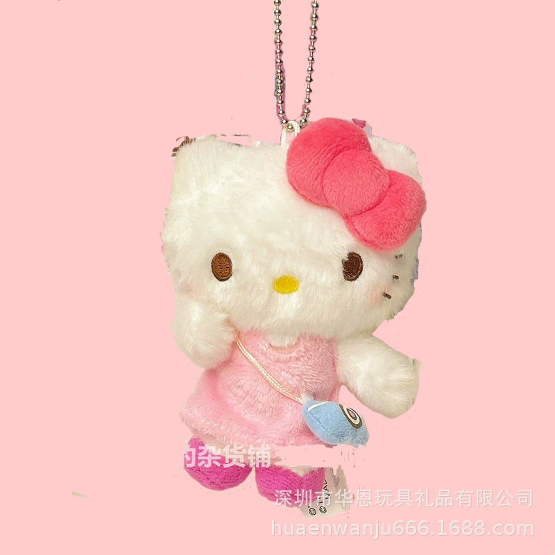 Брелок-подвеска Hello Kitty плюшевый, универсальный, маленький 2,8×2,2 см с металлическим карабином