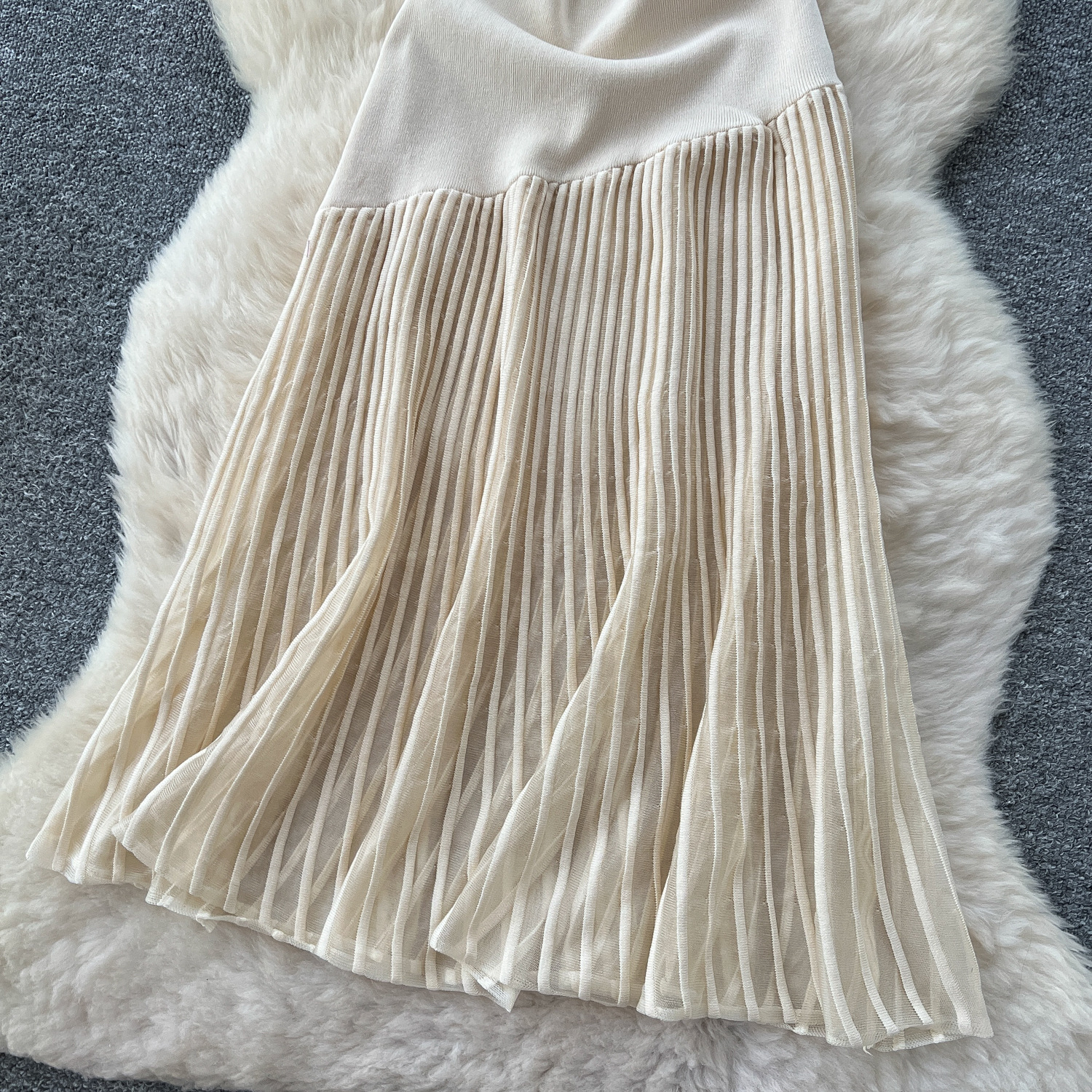 Women's Elegant Patchwork Mesh Dress Slimming French Style Long_voghion.com