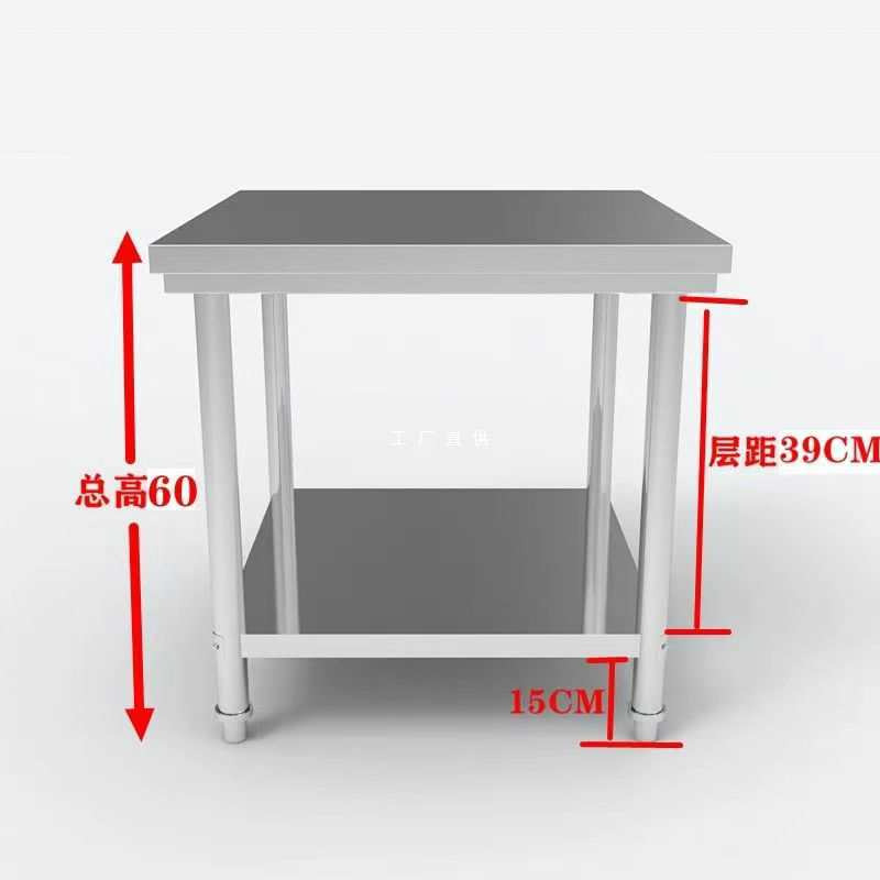 定 制加厚高60双层不锈钢厨房置物架微波炉架收纳小桌子烤箱架子