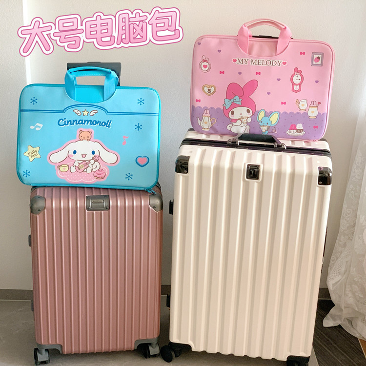 Bolso de computadora portátil de 16 pulgadas de gran tamaño, bolso de tableta iPad de dibujos animados, maletín de maleta enchufable