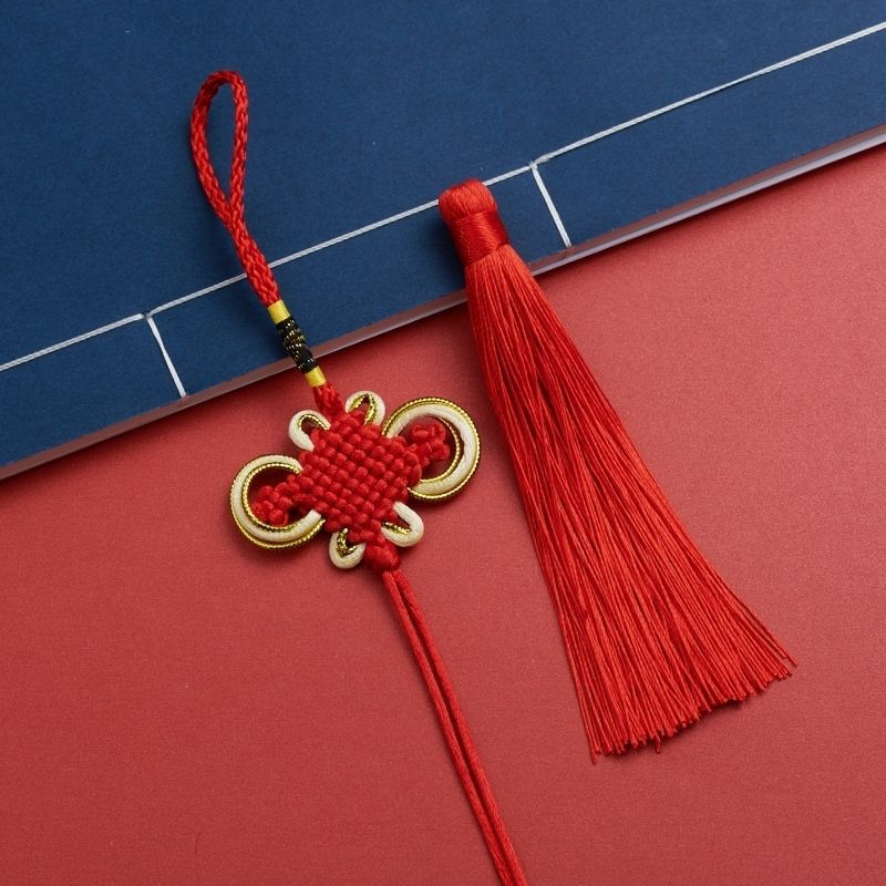 Chinese knot wholesale gold edge red cord semi-finished products 8 knots tassels five emperors coins copper coins handmade on behalf of
