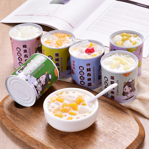 Box of 6 Canned Fruit Yogurt with Sago in 6 Flavors - Factory Direct Sales and Shipping
