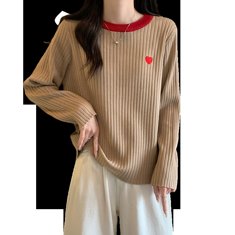 Spring knitted sweater with a round collar, plus size, Korean style
