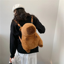 新款卡皮巴拉公仔毛绒卡通双肩包水豚鼠包斜挎动物包儿童可爱背包