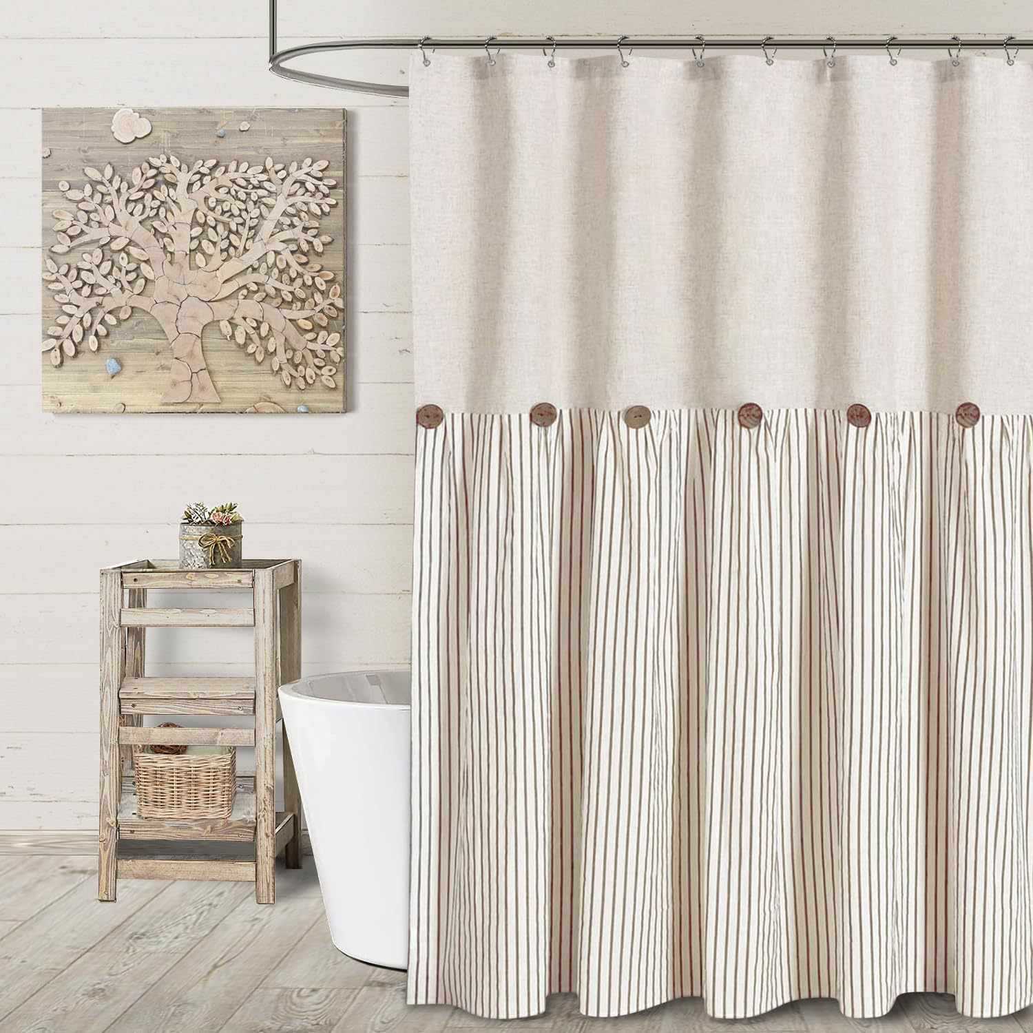 ✅ Lace Plain Color Patchwork Skirted Bathroom Shower Curtain Cotton Linen Waterproof Amazon Supply Cross-Border Ruffled Linen