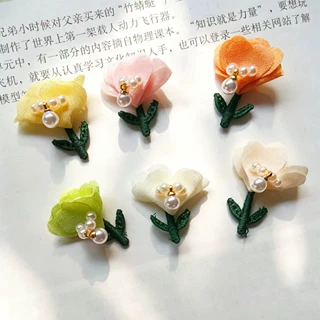 新款韩版网纱小花儿童发饰可爱花朵发夹甜美女童碎发夹头饰布艺