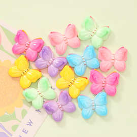 夏日缤纷彩色蝴蝶 diy奶油胶发夹风扇手机壳洞洞鞋扣树脂饰品配件