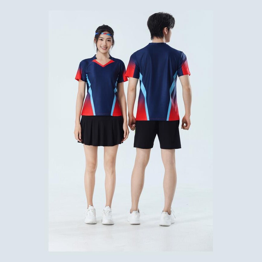 Nuevo set de bádminton transpirable de secado rápido hombre y mujer V-collar chaqueta deportiva para niños adultos con impresión personalizada image 3