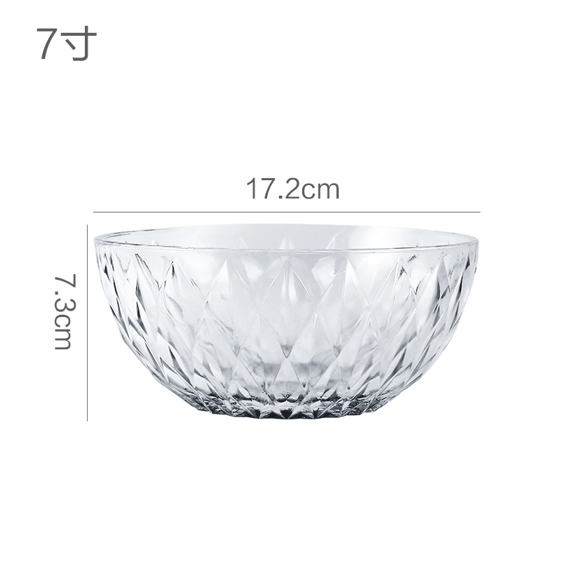 Tazón de vidrio para ensalada transparente resistente a altas temperaturas creativo japonés de alto valor de postre cubiertos grandes tazones de sopa dulce tazón