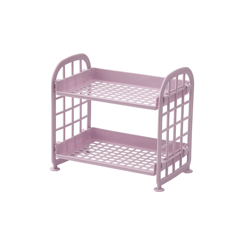 Foldable Cosmetic Storage Shelf, Double-Layer Desktop Organizer, Heart Design, 22×15×4 cm